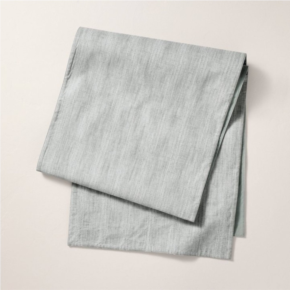 20"x90" Chambray Stripe Woven Table Runner Green - Hearth & Hand™ with Magnolia